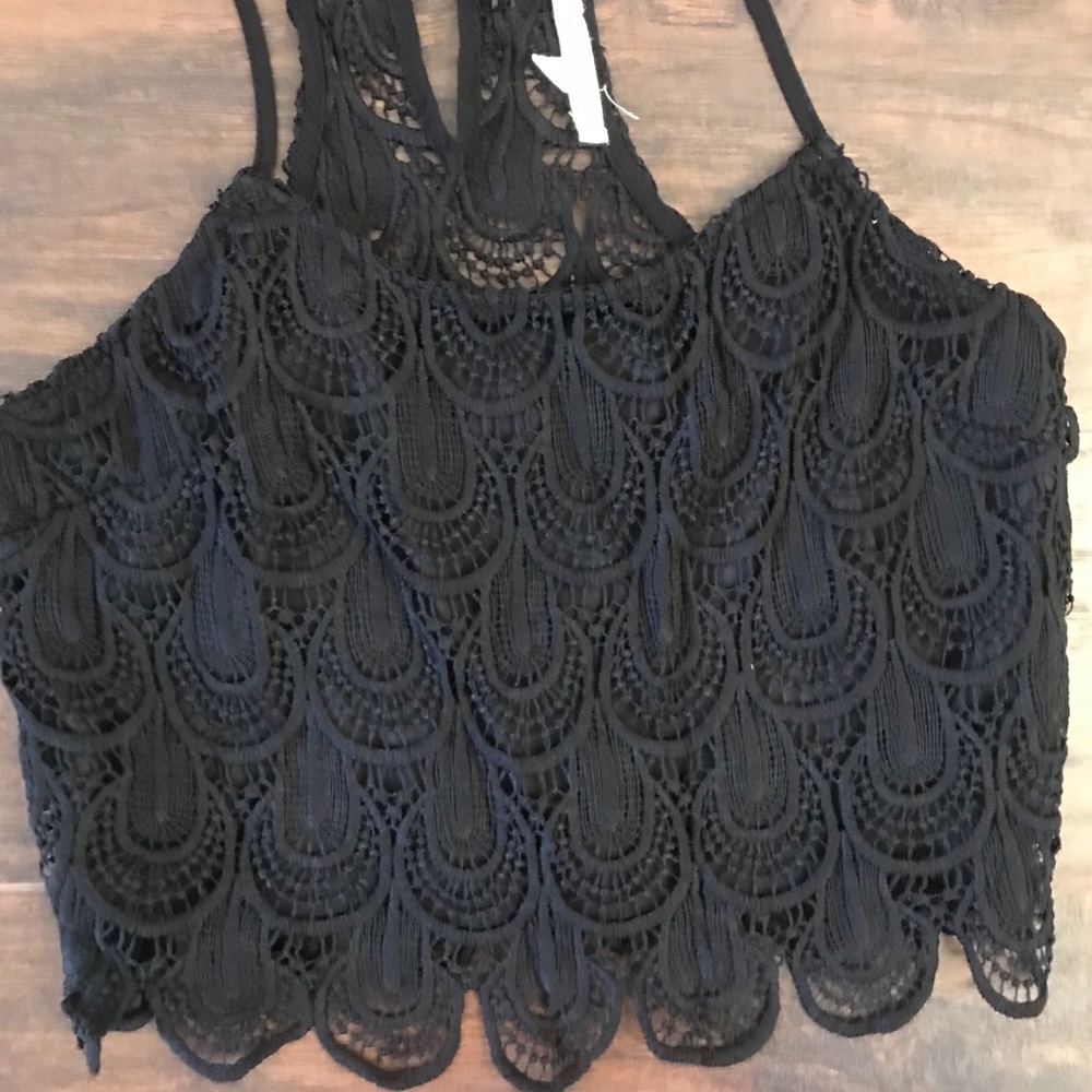 Black lace crop top